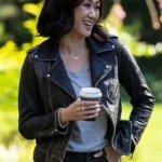 Danni Wang Sight 2023 Black Biker Leather Jacket