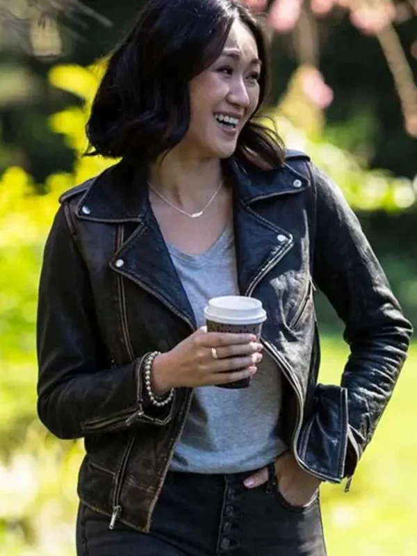 Danni Wang Sight 2023 Black Biker Leather Jacket