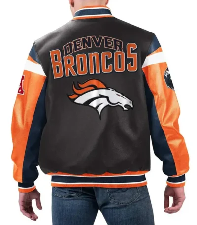 Denver Broncos Black Varsity Full-Zip Leather Jacket
