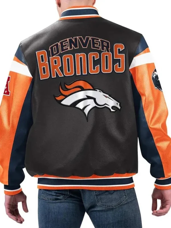 Denver Broncos Black Varsity Full-Zip Leather Jacket
