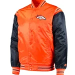 Denver Broncos Blue and Orange Varsity Satin Jacket