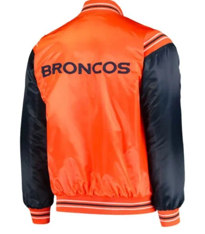 Denver Broncos Blue and Orange Varsity Satin Jacket