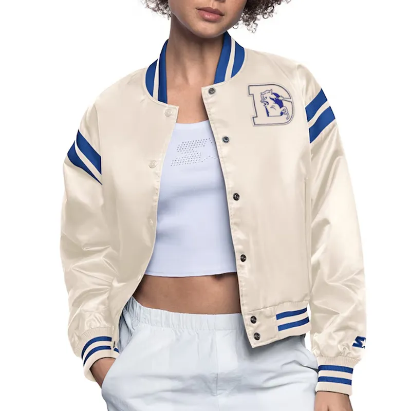 Denver Broncos Cream Full Count Satin Jacket Denver Broncos Cream Full Count Satin Jacket