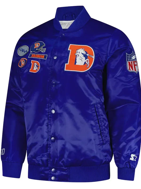 Denver Broncos Exclusive Royal Varsity Satin Jacket