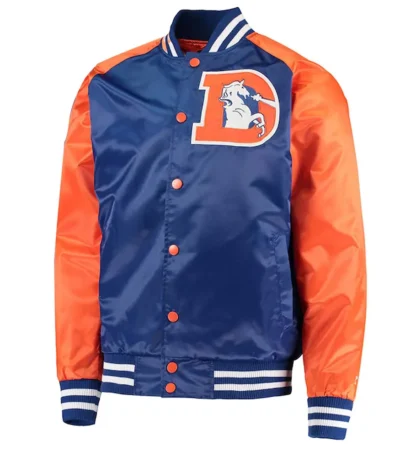 Denver Broncos Lead-Off Orange and Royal Blue Varsity Satin Jacket