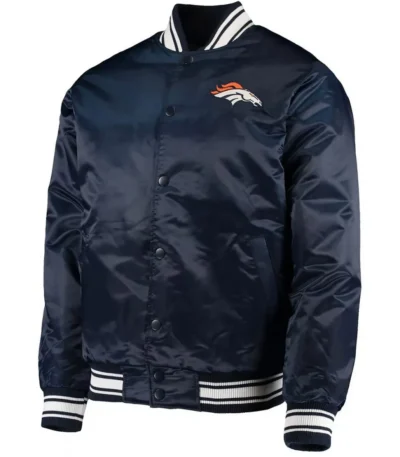 Denver Broncos Locker Room Navy Blue Full-Snap Satin Jacket