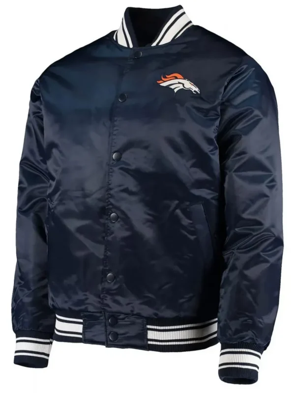 Denver Broncos Locker Room Navy Blue Full-Snap Satin Jacket