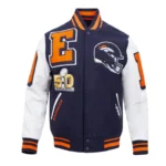 Denver Broncos Mashup Rib Varsity Wool-Leather Jacket