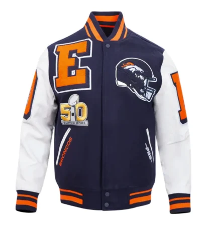 Denver Broncos Mashup Rib Varsity Wool-Leather Jacket