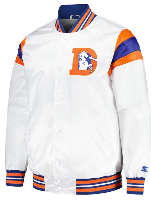 Denver Broncos Midweight White Satin Jacket