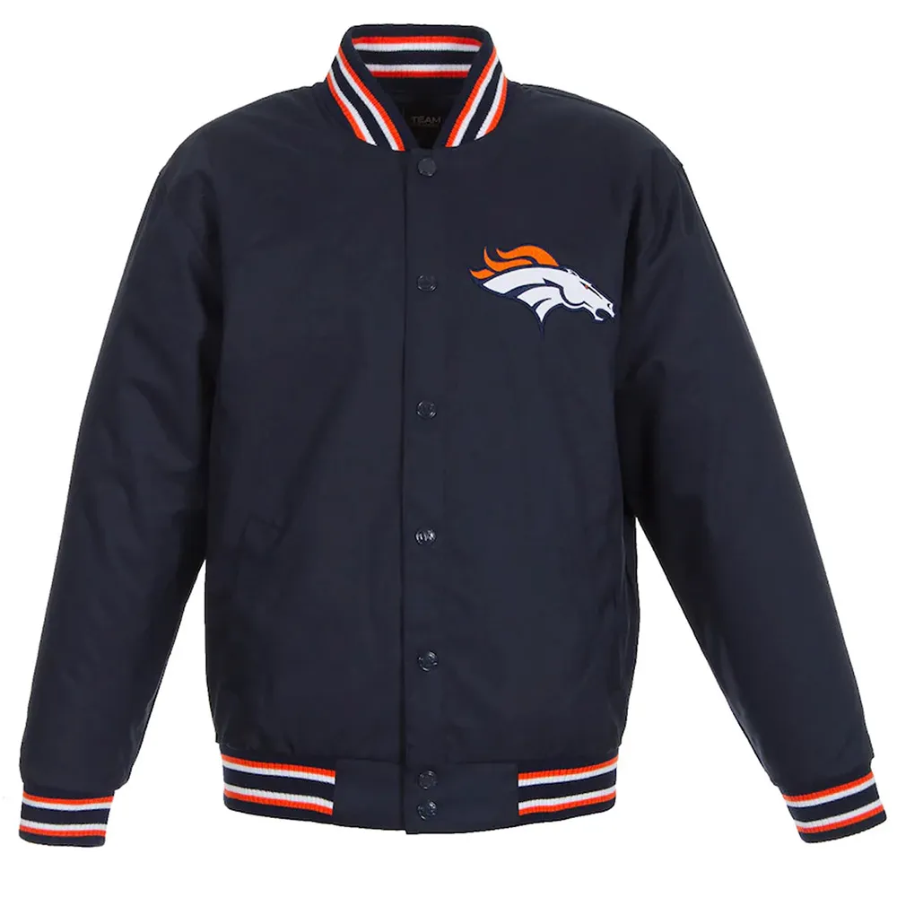 Denver Broncos Navy Blue Poly Twill Jacket Denver Broncos Navy Blue Poly Twill Jacket