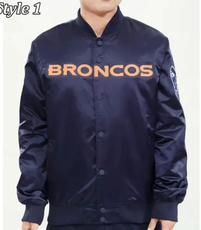 Denver Broncos Navy Blue Satin Jacket