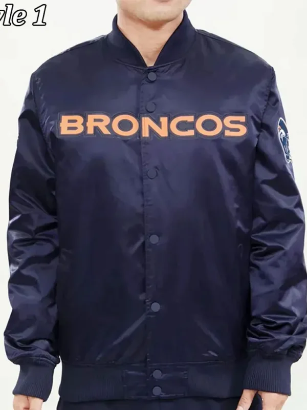 Denver Broncos Navy Blue Satin Jacket