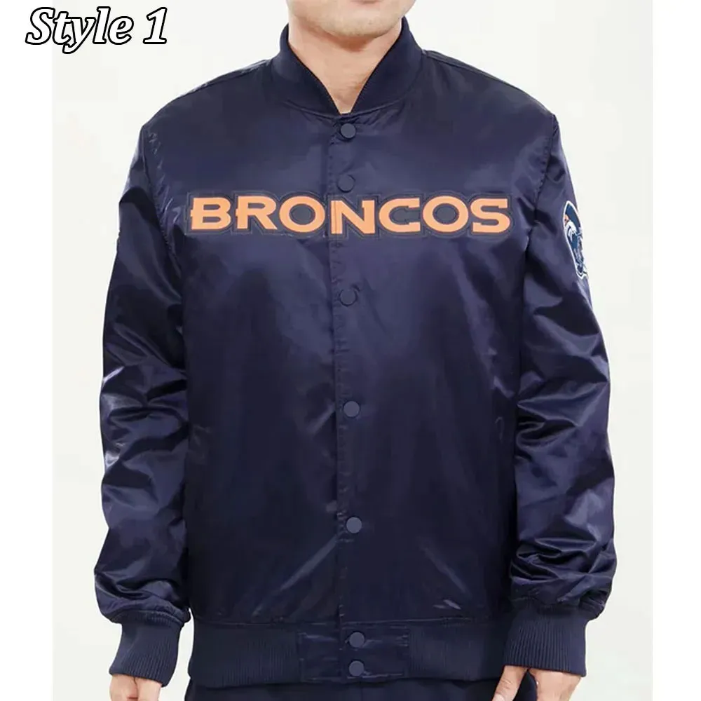 Denver Broncos Navy Blue Satin Jacket Denver Broncos Navy Blue Satin Jacket
