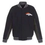 Denver Broncos Navy and Gray Wool Varsity Jacket