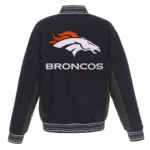Denver Broncos Navy and Gray Wool Varsity Jacket