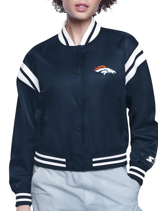 Denver Broncos Printed Logo Varsity Satin Jacket