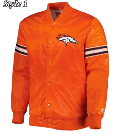 Denver Broncos Retro Bomber Orange Satin Jacket