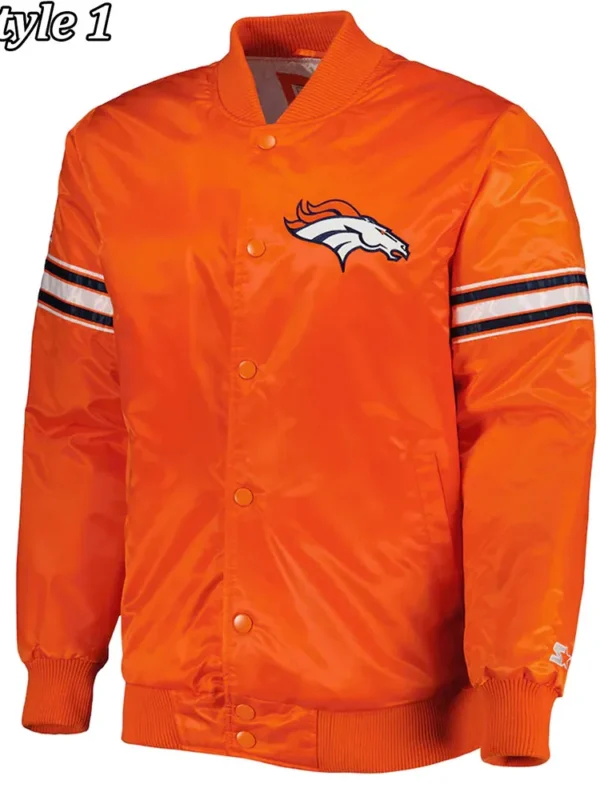 Denver Broncos Retro Bomber Orange Satin Jacket