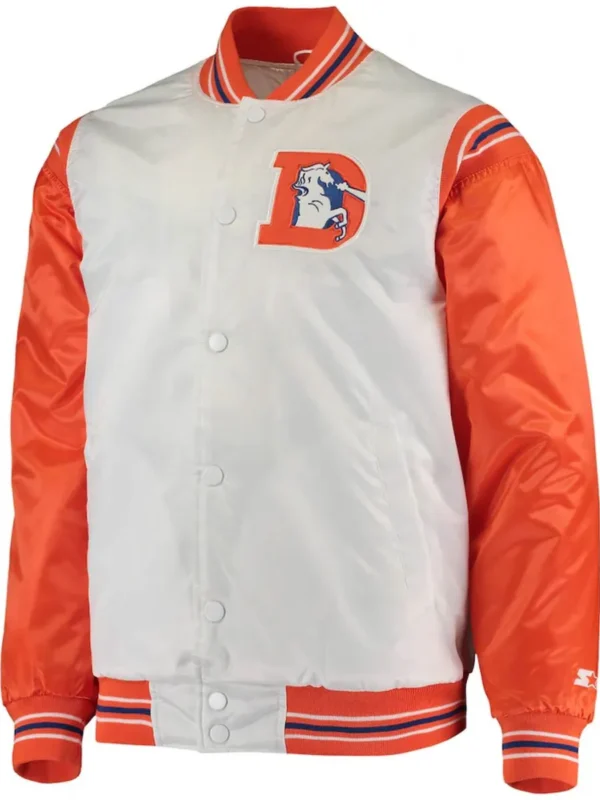 Denver Broncos Starter White and Orange Satin Jacket