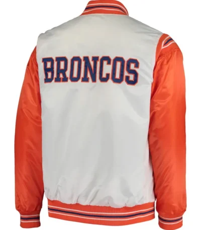 Denver Broncos Starter White and Orange Satin Jacket