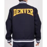 Denver Nuggets Crest Emblem Navy Varsity Wool Jacket