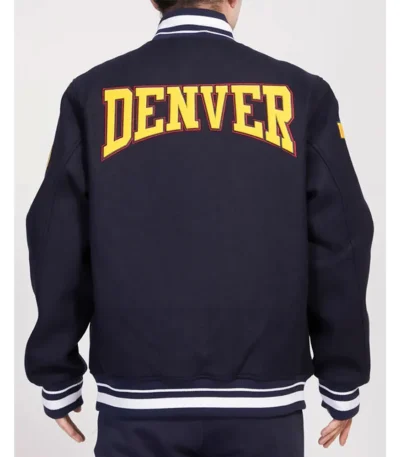 Denver Nuggets Crest Emblem Navy Varsity Wool Jacket