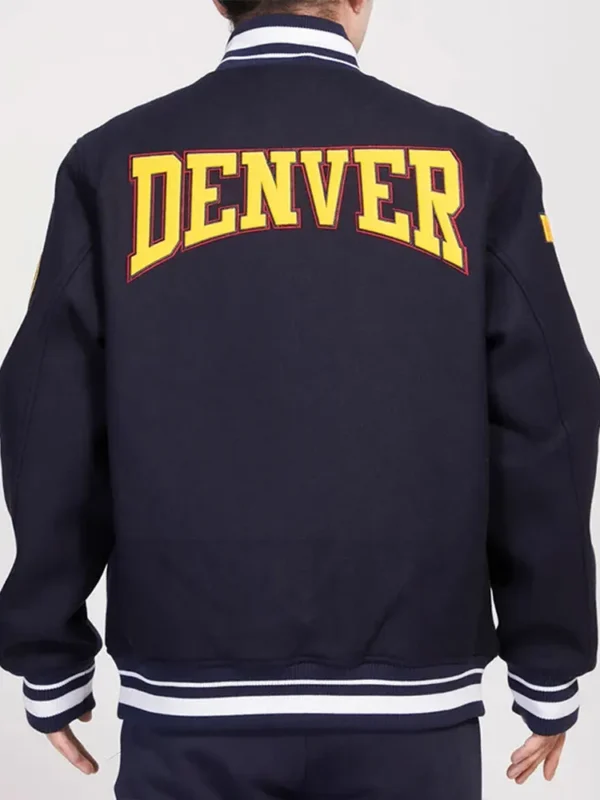 Denver Nuggets Crest Emblem Navy Varsity Wool Jacket