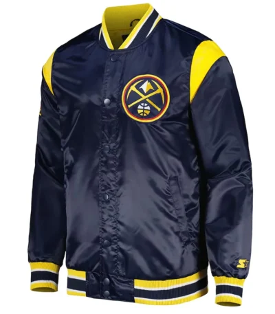 Denver Nuggets Force Play Navy Varsity Satin Jacket