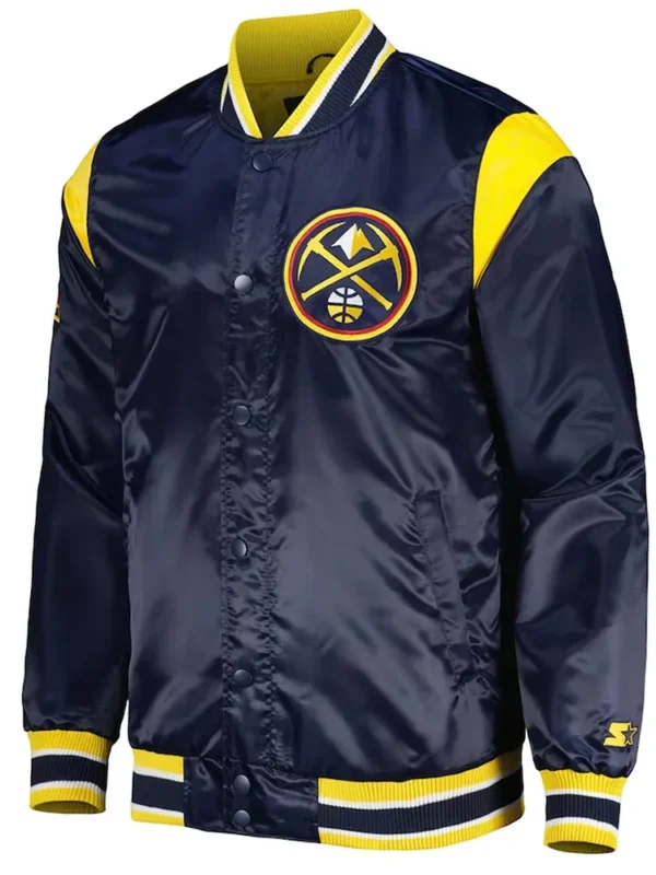 Denver Nuggets Force Play Navy Varsity Satin Jacket