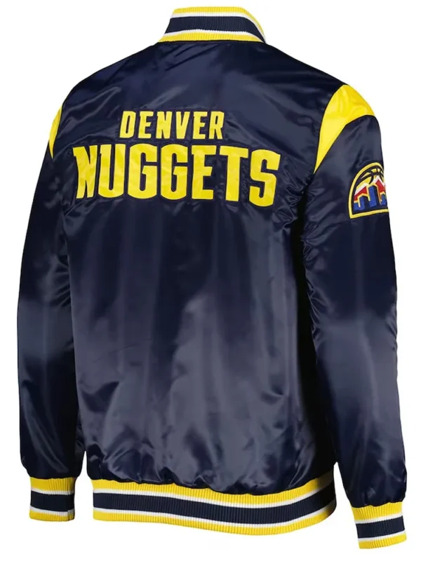 Denver Nuggets Force Play Navy Varsity Satin Jacket