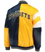 Denver Nuggets Full-Snap Color Block Satin Yellow and Navy Blue Jacket