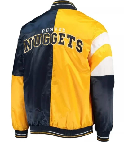 Denver Nuggets Full-Snap Color Block Satin Yellow and Navy Blue Jacket