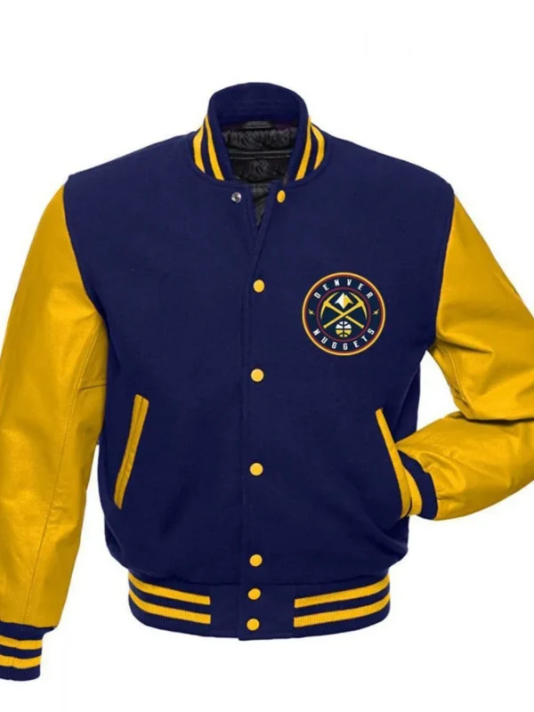Denver Nuggets NBA Blue and Yellow Varsity Jacket