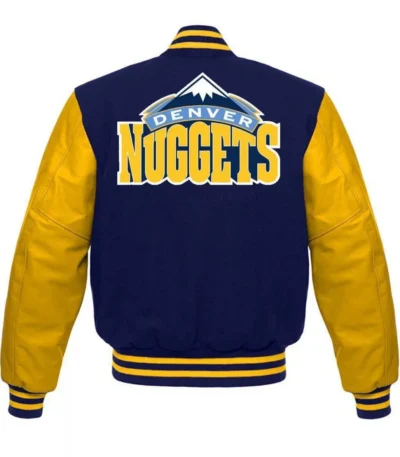 Denver Nuggets NBA Blue and Yellow Varsity Jacket