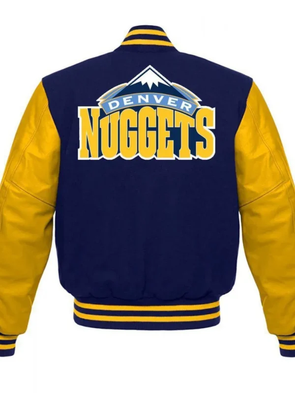 Denver Nuggets NBA Blue and Yellow Varsity Jacket