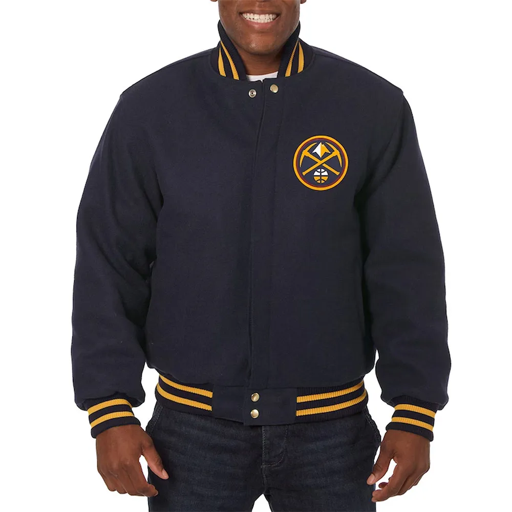 Denver Nuggets Navy Varsity Wool Jacket Denver Nuggets Navy Varsity Wool Jacket