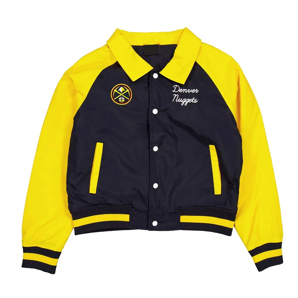 Denver Nuggets Navy and Yellow Throwback Jacket Denver Nuggets Navy and Yellow Throwback Jacket