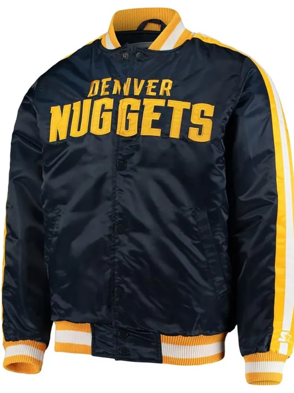 Denver Nuggets Offensive Navy Varsity Satin Jacket