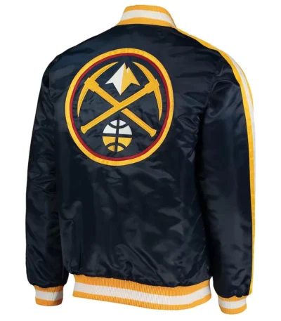 Denver Nuggets Offensive Navy Varsity Satin Jacket