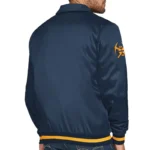Denver Nuggets Stitch Applique Navy Satin Jacket