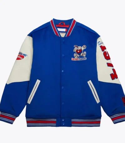 Denver Nuggets Team History Royal Vintage Logo Varsity Jacket