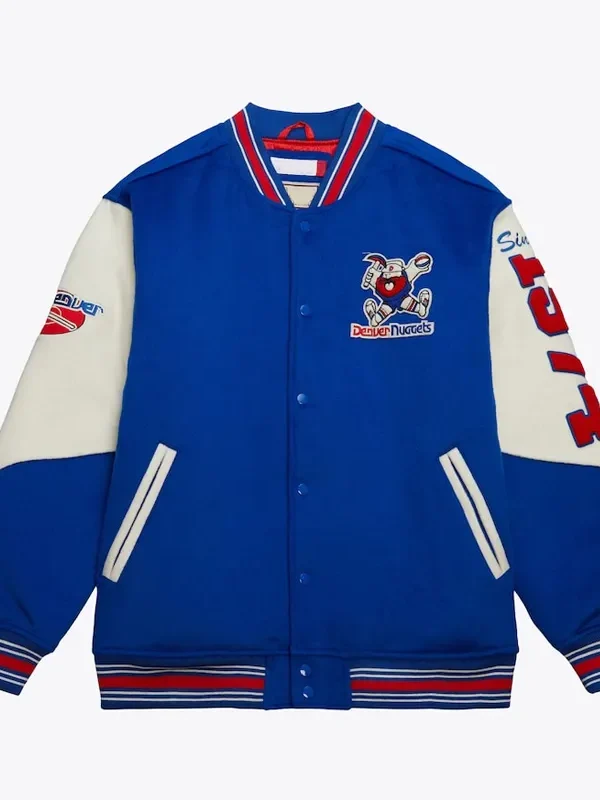 Denver Nuggets Team History Royal Vintage Logo Varsity Jacket