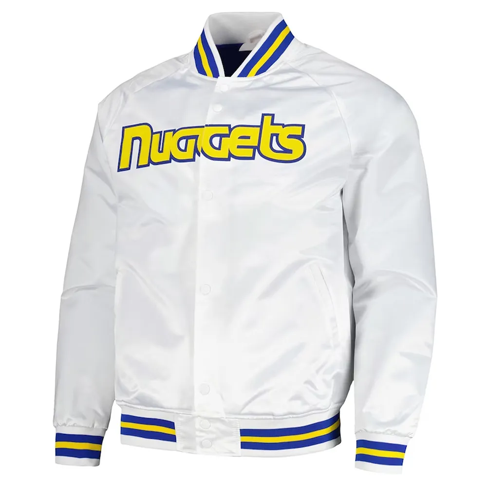 Denver Nuggets Throwback Wordmark White Jacket Denver Nuggets Throwback Wordmark White Jacket
