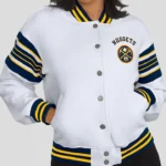 Erin Andrews Denver Nuggets White Fleece Jacket