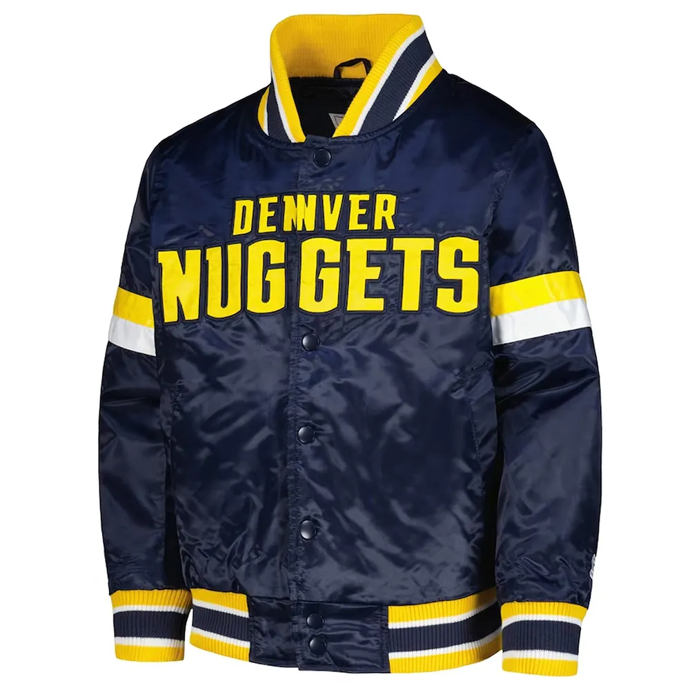 Denver Nuggets Youth Home Game Navy Satin Jacket Denver Nuggets Youth Home Game Navy Satin Jacket