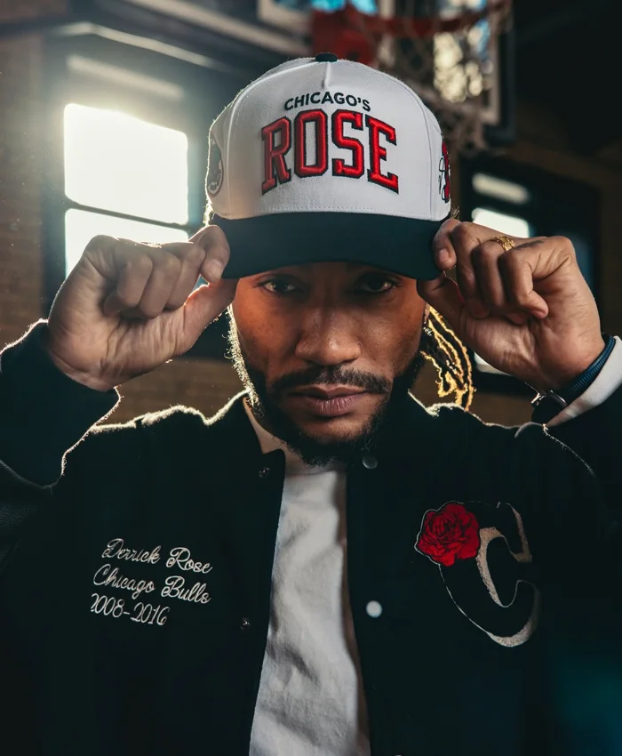 Derrick Rose Chicago Bulls Black Retirement Letterman Jacket Derrick Rose Chicago Bulls Black Retirement Letterman Jacket