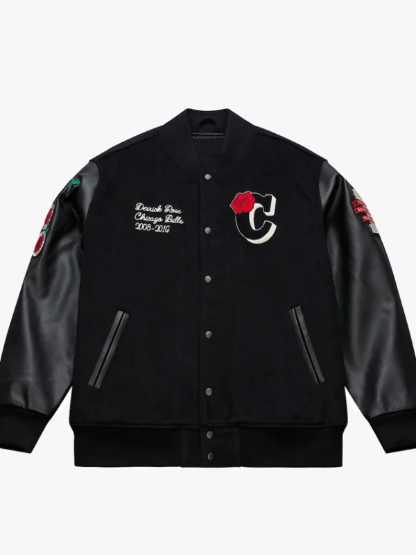 Derrick Rose Chicago Bulls Black Retirement Letterman Jacket
