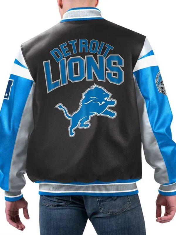 Detroit Lions Black Varsity Full-Zip Leather Jacket