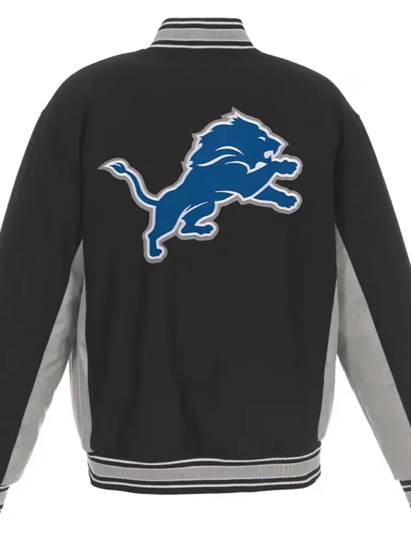 Detroit Lions Black and Gray Varsity Wool Jacket